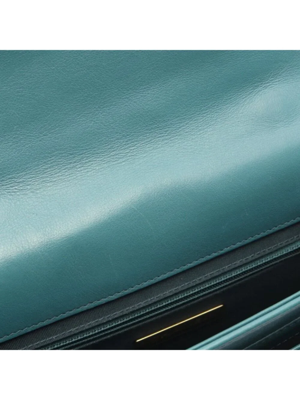 Chanel Shoulder Bag Quilted 2-Way Blue Green Leather